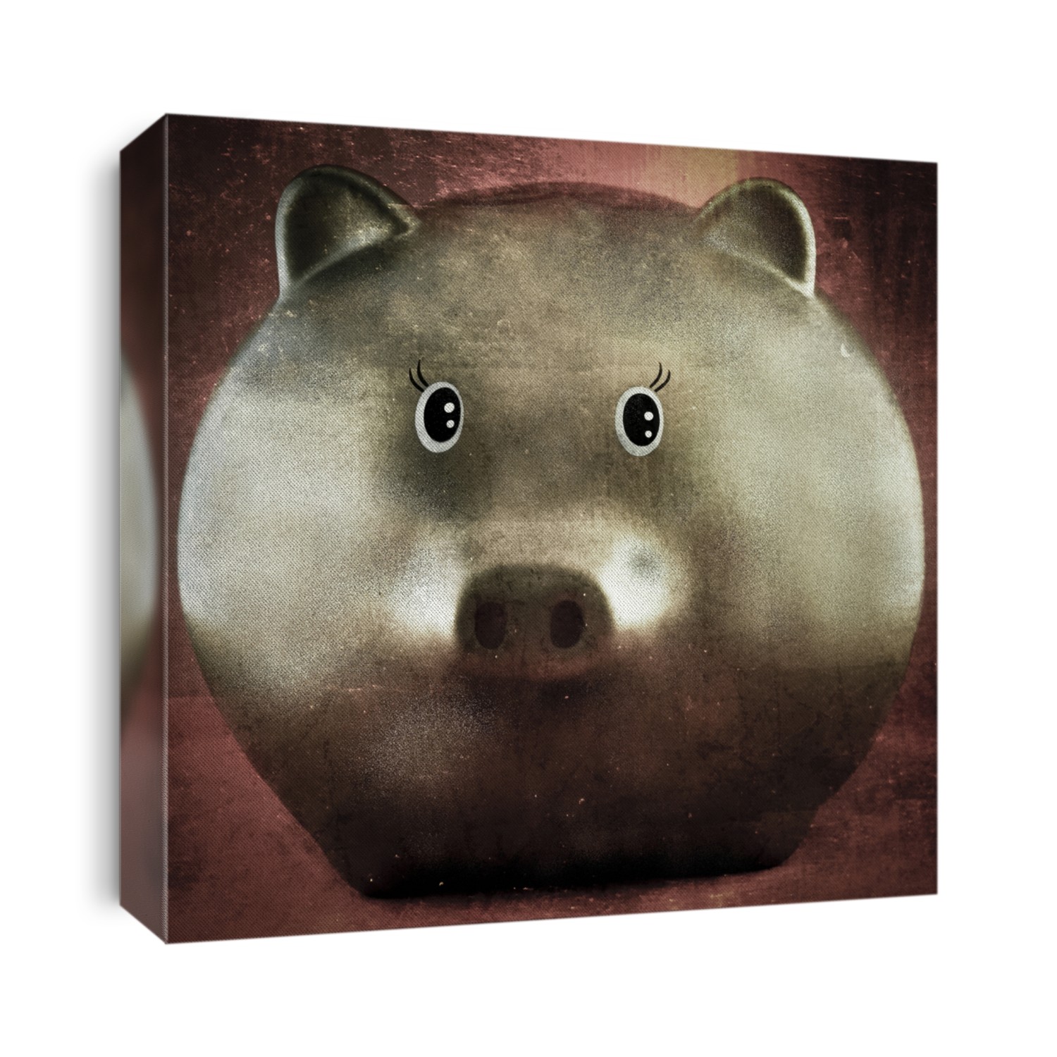 golden pig with red background