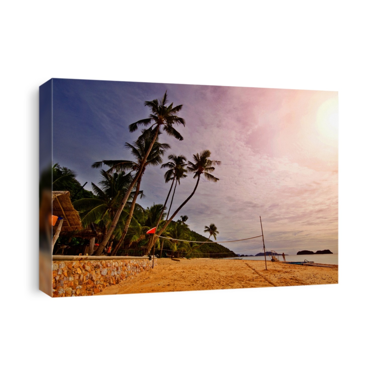 Tropical Beach Sunset With Volleyball net