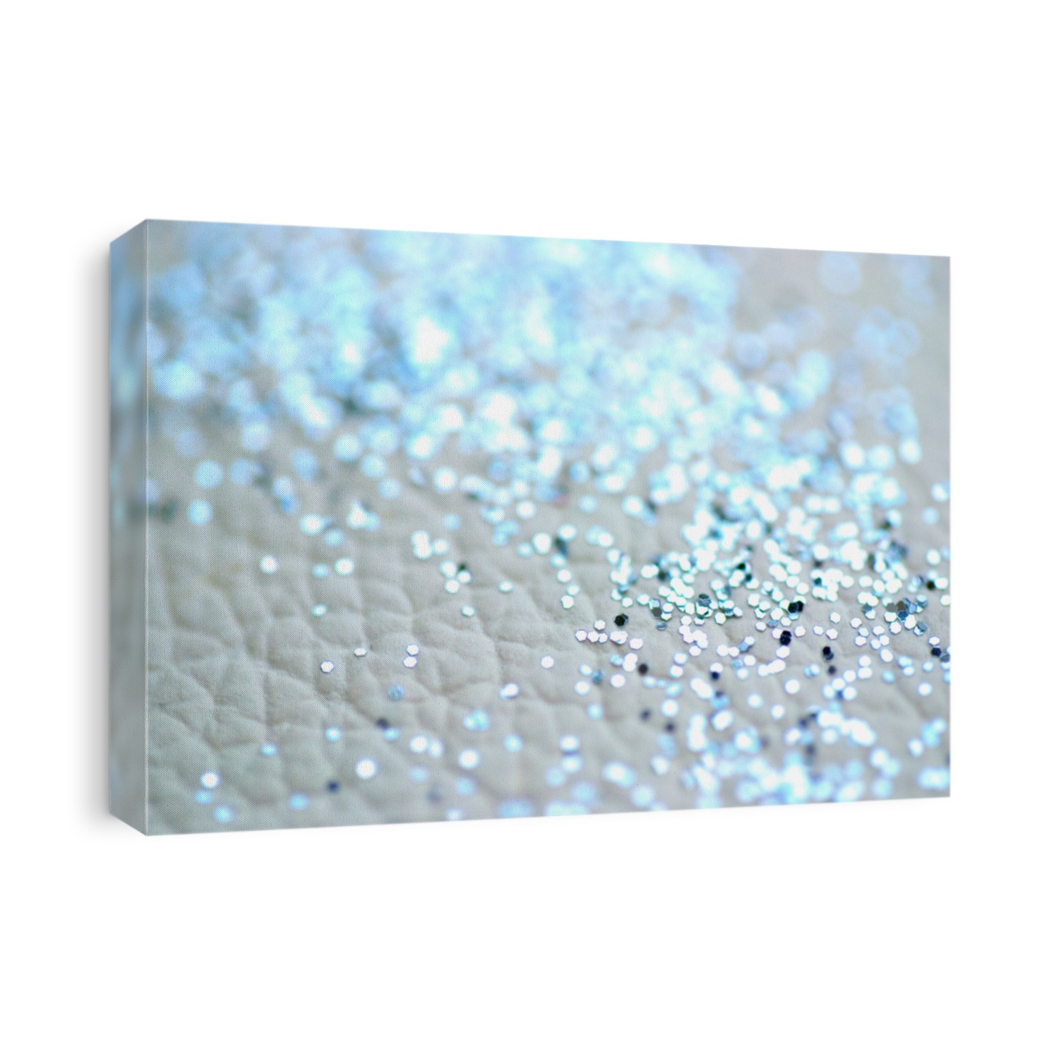blue silver glitter with white leather background