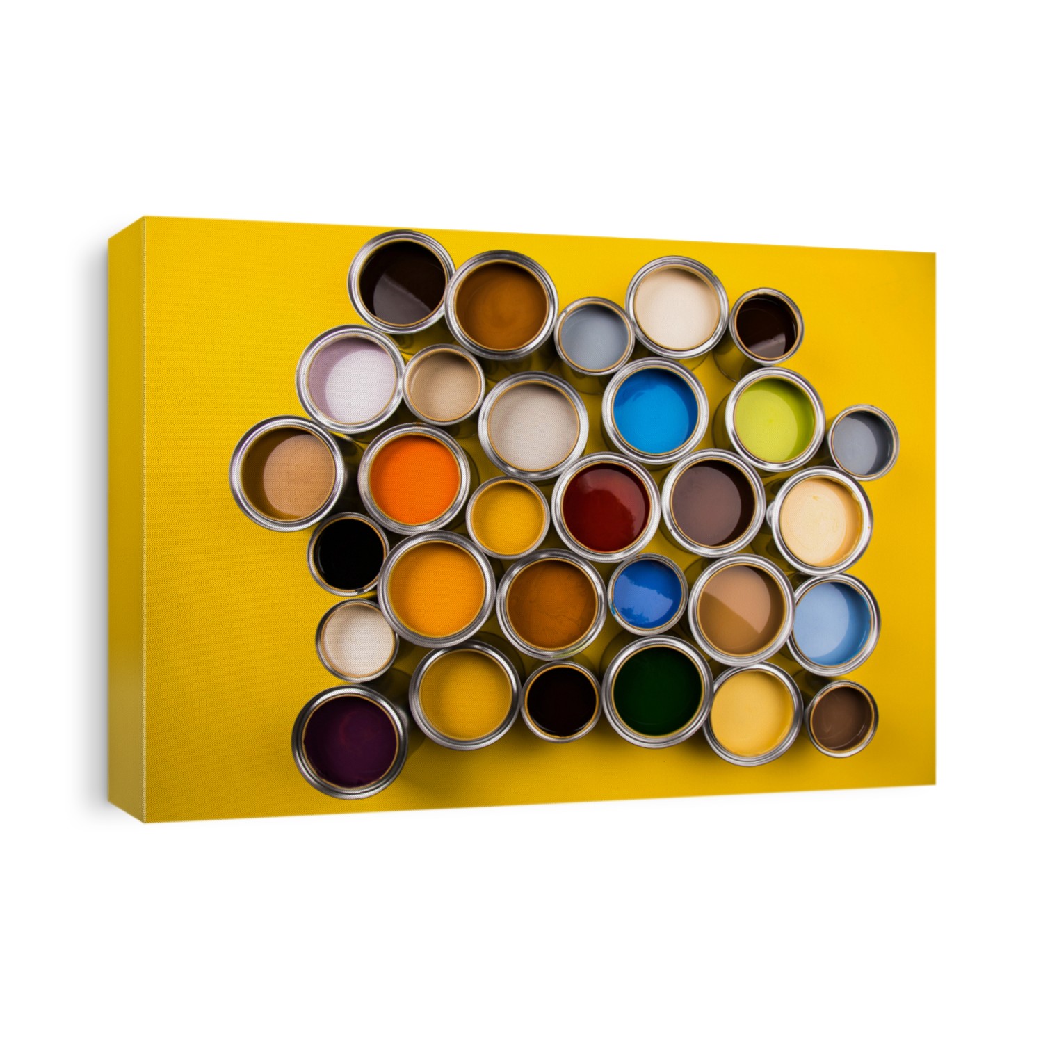 Paint cans color palette, yellow background