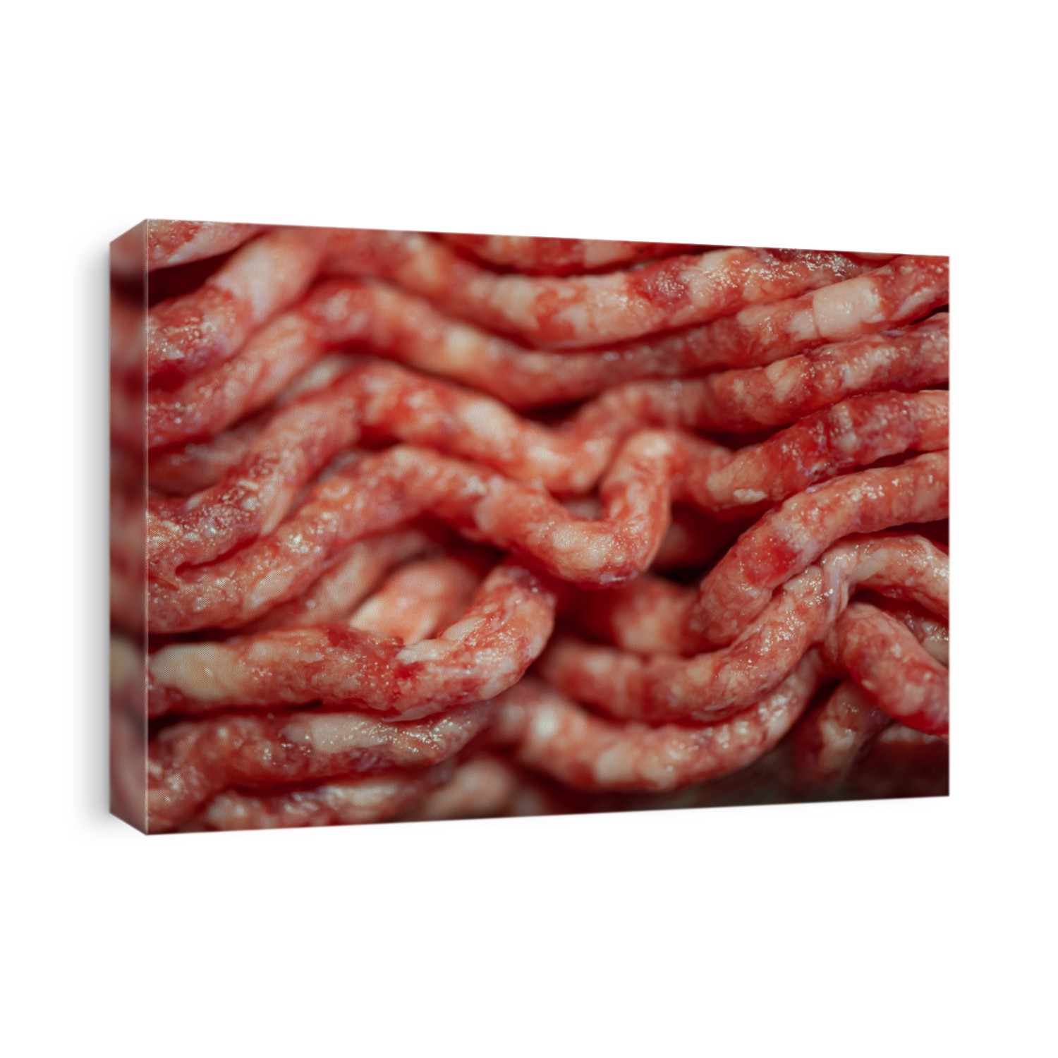 Background of raw minced meat. Texture of beef minced meat, top view