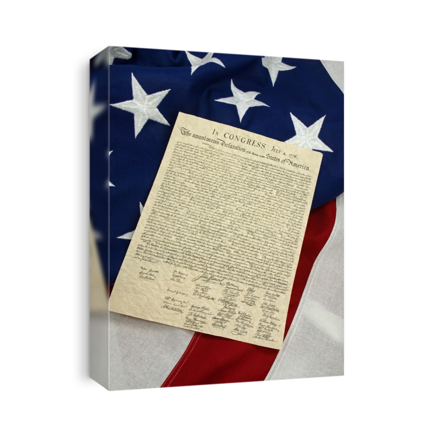 Declaration of Independence on American Flag, Vertical